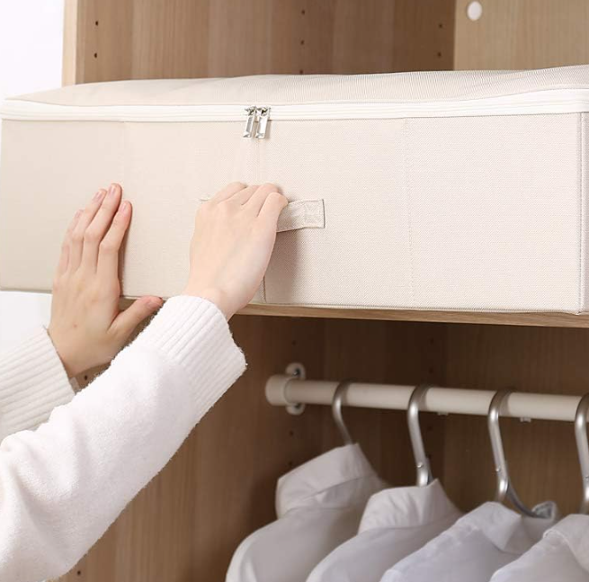 12 Under Bed Storage Bins with Lids, Foldable Clothing Organizer Boxes - Image 1