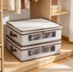Canvas Storage Box with Lid and Handles, Tableware Organizer