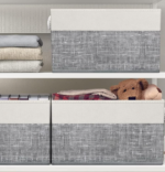 Foldable Storage Baskets with Rope Handles, Fabric Organizer Bins