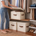 Fabric Storage Bins with Lids, Foldable Closet Organizer Boxes