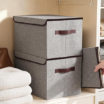 Foldable Fabric Storage Bins with Lids, Closet Organizer Boxes