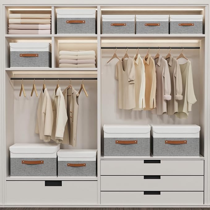 715IJHmC78L._AC_SX679_.jpg Decorative Memory Storage Boxes with Lids, Foldable Home Organizers - Image 1