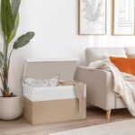 Woven Fabric Storage Baskets with Handles, Foldable Closet Organizers