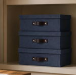 Canvas Document Storage Box with Lid and Handle, File Organizer