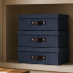 Canvas Document Storage Box with Lid and Handle, File Organizer