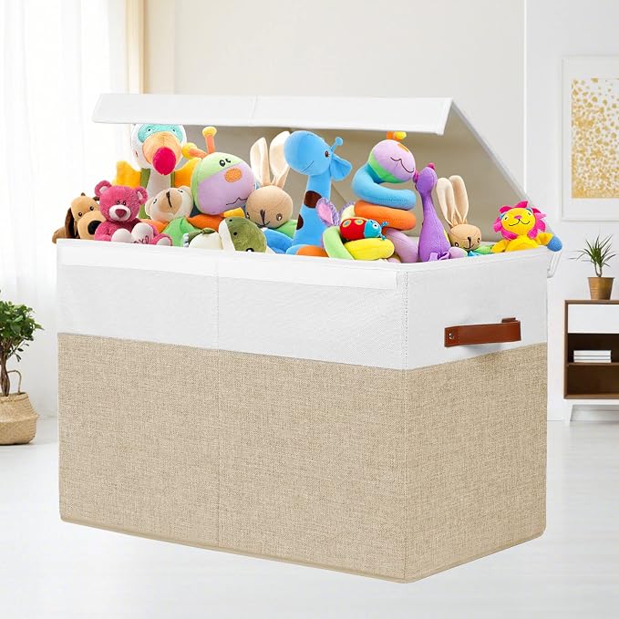 819hZiOr2uL._AC_SX679_.jpg Foldable Canvas Storage Baskets with Handles, Closet Organizer Boxes - Image 1