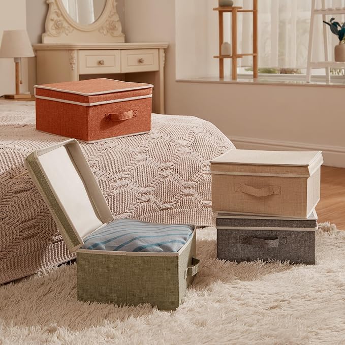 81O9OQn2pTL._AC_SX679_.jpg Foldable Linen File Organizer Boxes, Collapsible Filing Storage - Image 1
