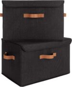 Fabric Storage Bin with Lid and Handle, Foldable Home Organizer - Image 2