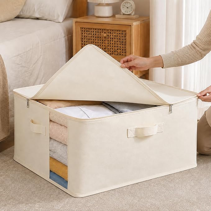 81aUifpSL8L._AC_SX679_.jpg Foldable Fabric Closet Storage Baskets, Home Organizer Bins - Image 1