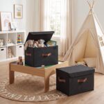 Fabric Storage Bin with Lid and Handle, Foldable Home Organizer