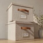 Fabric Organizer Bins with Decorative Pattern, Foldable Storage Baskets - Image 2