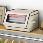 Foldable Clothing Storage Boxes with Lids and Handles, Closet Organizer